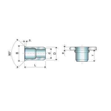 Nietmutter FTS/C Stahl M 3 Senkkopf (1.5-2.8mm)