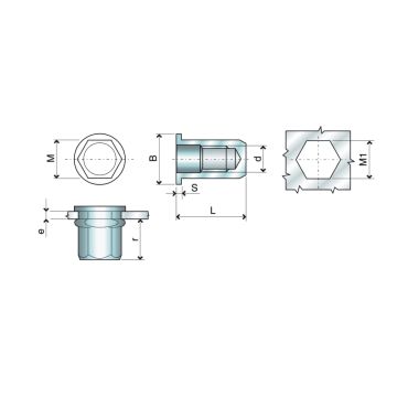 Nietmutter FTTEC Stahl M 6 6kt geschl. Rand (0.5-3.0mm)