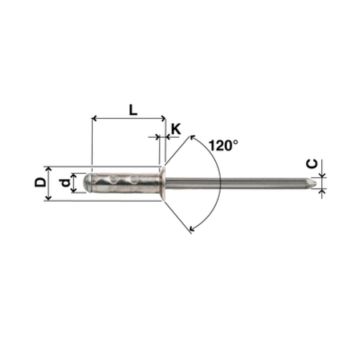 MULTI Senkkopf Alu/Stahl 3.2 x 10 mm (2.4-6.4mm)