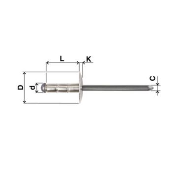 MULTI Grosskopf 16 Alu/Inox 4.8 x 10mm (1.5-6.0mm)