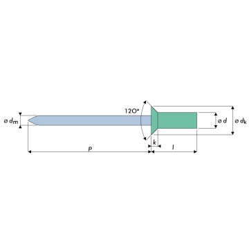 Becherniet Senkkopf Alu/Stahl 4.8 x 11,5mm (3.5-6.5mm)